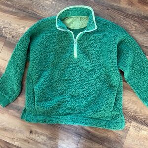 Aerie Emerald Sherpa Quarter-Zip Sweatshirt